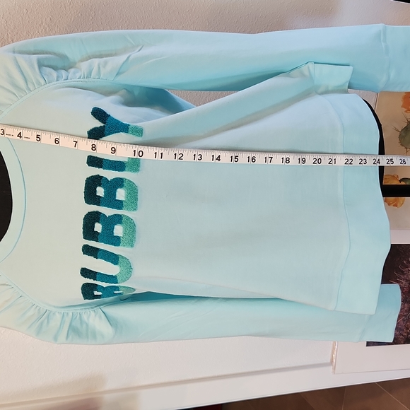 Lilly Pulitzer Aldean Sweatshirt Bubbly Block Letters Seafoam Color Women XL - Picture 4 of 9
